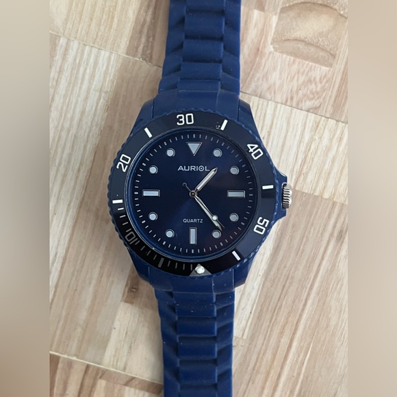 Auriol Men’s Watch Blue Case and Rubber Strap Stainless Luminous Hands - Picture 3 of 10